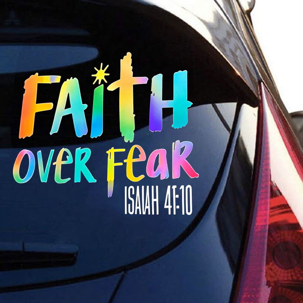 Christianartworkshop Hologram Faith Over Fear Scripture Car Sticker: Emblem of Courageous Heavenly Fortitude - image 3