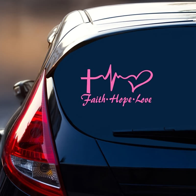 Christianartworkshop Lifeline Cross Heart Faith Hope Love Car Sticker: Emblem of Complete Heavenly Blessing - Pink - Set of 10 - image 3