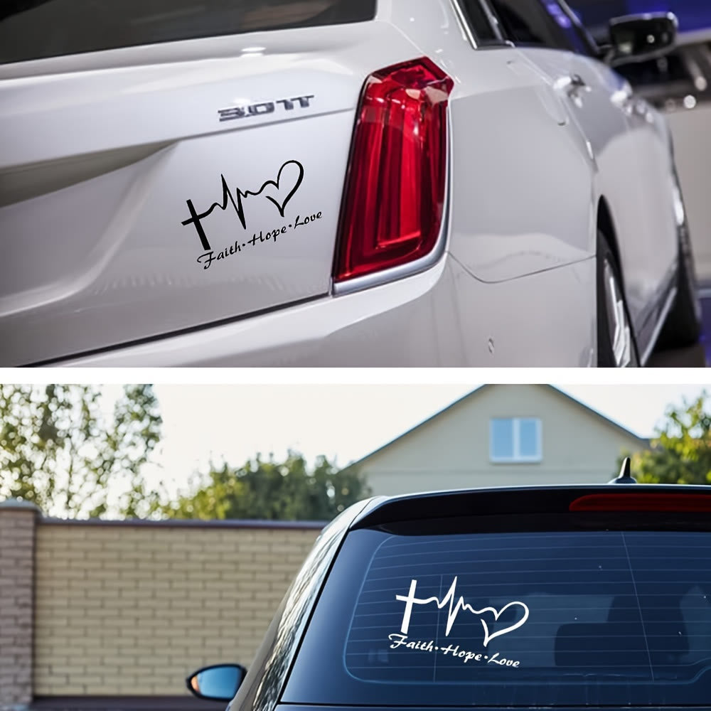 Christianartworkshop Lifeline Cross Heart Faith Hope Love Car Sticker: Emblem of Complete Heavenly Blessing - image 1