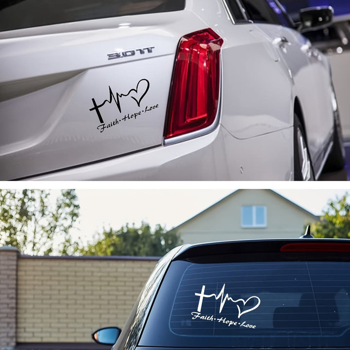 Christianartworkshop Lifeline Cross Heart Faith Hope Love Car Sticker: Emblem of Complete Heavenly Blessing - image 1