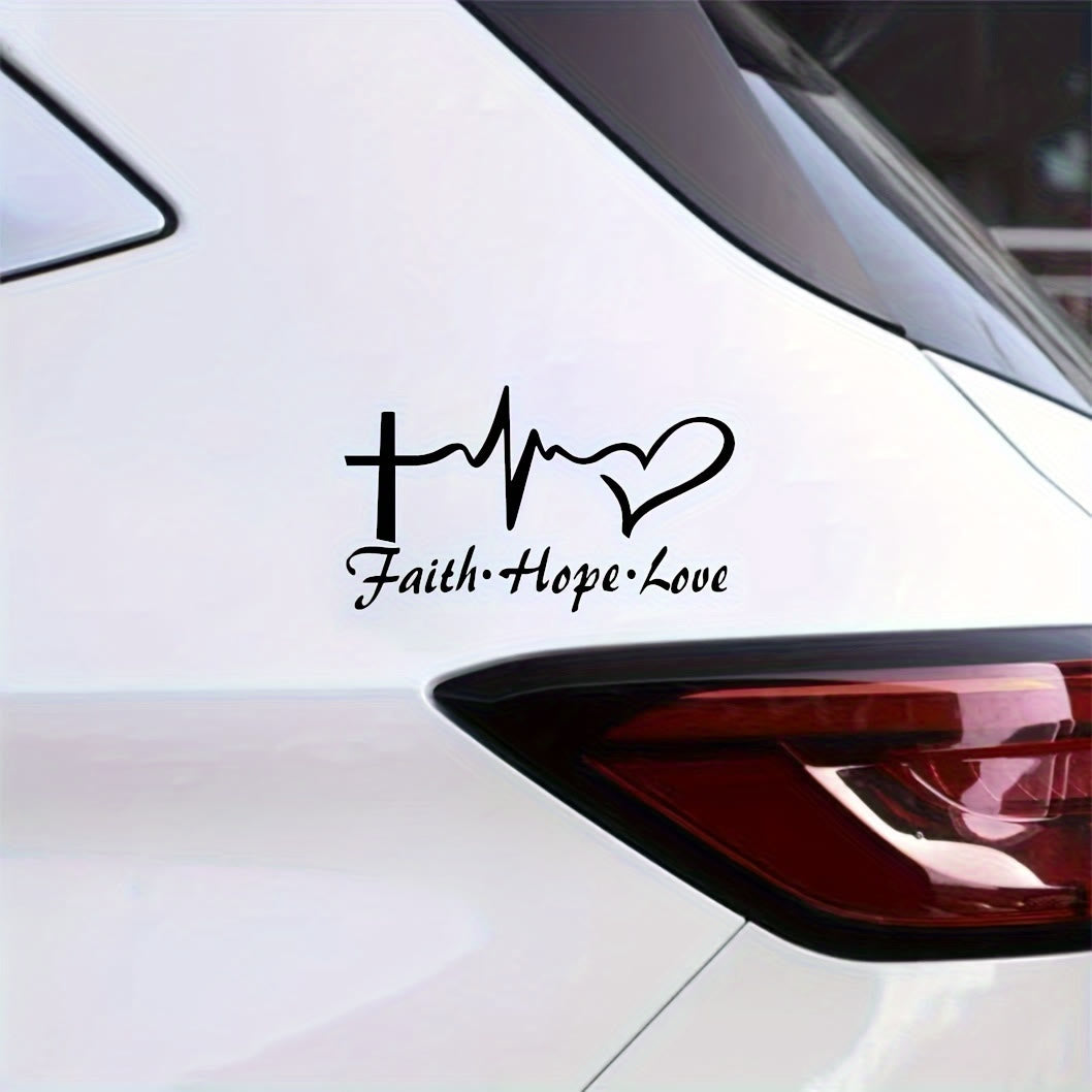Christianartworkshop Lifeline Cross Heart Faith Hope Love Car Sticker: Emblem of Complete Heavenly Blessing - Black - Set of 10 - image 2