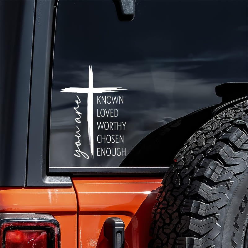 Christianartworkshop Brushstroke Cross Affirmation Car Sticker: Emblem of Warm Heavenly Self-Affirmation - image 2