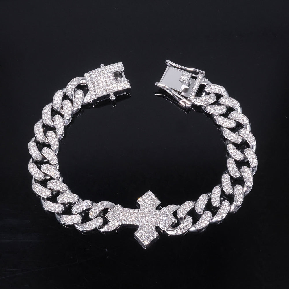 Christianartworkshop Iced Out Cuban Link Cross Necklace: Emblem of Bold Heavenly Fortitude - image 1