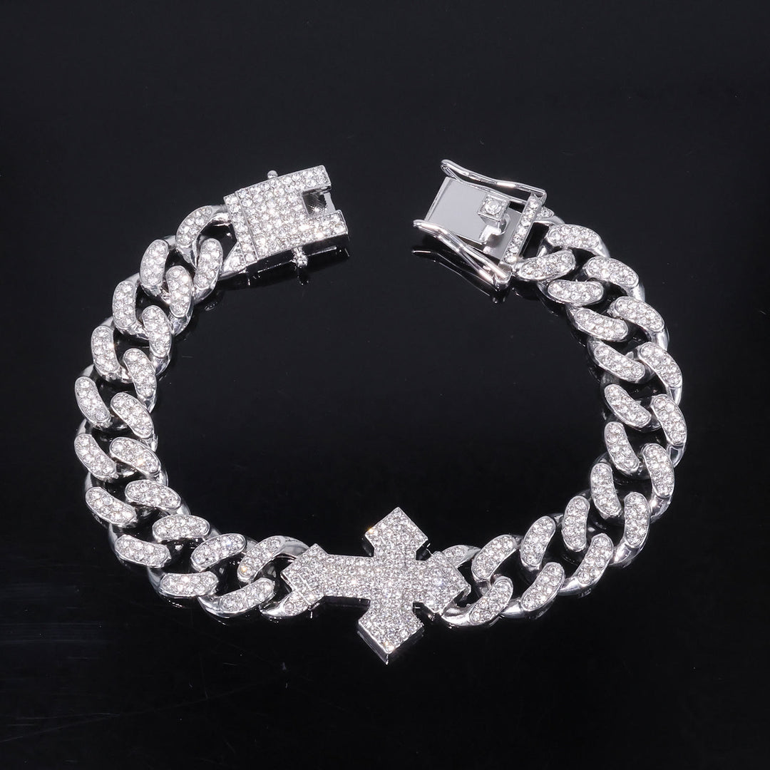 Christianartworkshop Iced Out Cuban Link Cross Necklace: Emblem of Bold Heavenly Fortitude - image 1
