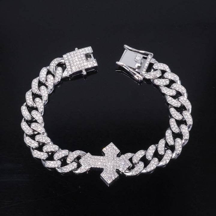 Christianartworkshop Iced Out Cuban Link Cross Necklace: Emblem of Bold Heavenly Fortitude - image 1