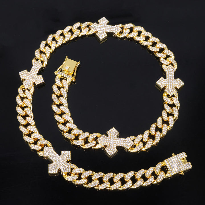 Christianartworkshop Iced Out Cuban Link Cross Necklace: Emblem of Bold Heavenly Fortitude - Golden - image 2