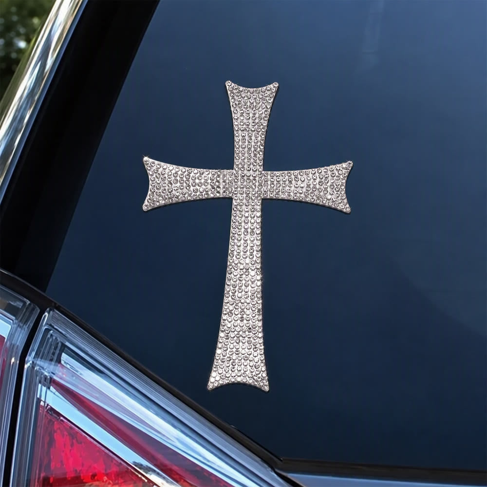 Christianartworkshop Bling Full Rhinestone Cross Car Sticker: Emblem of Steady Heavenly Road Protection - image 2
