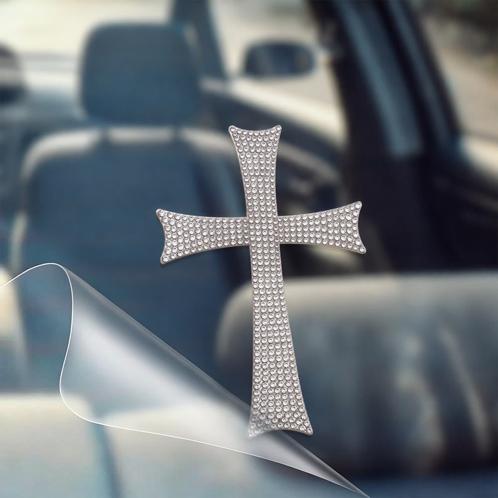 Christianartworkshop Bling Full Rhinestone Cross Car Sticker: Emblem of Steady Heavenly Road Protection - image 1