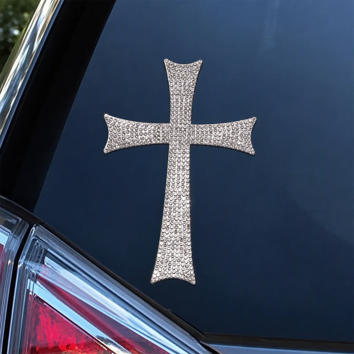 Christianartworkshop Bling Full Rhinestone Cross Car Sticker: Emblem of Steady Heavenly Road Protection - image 2