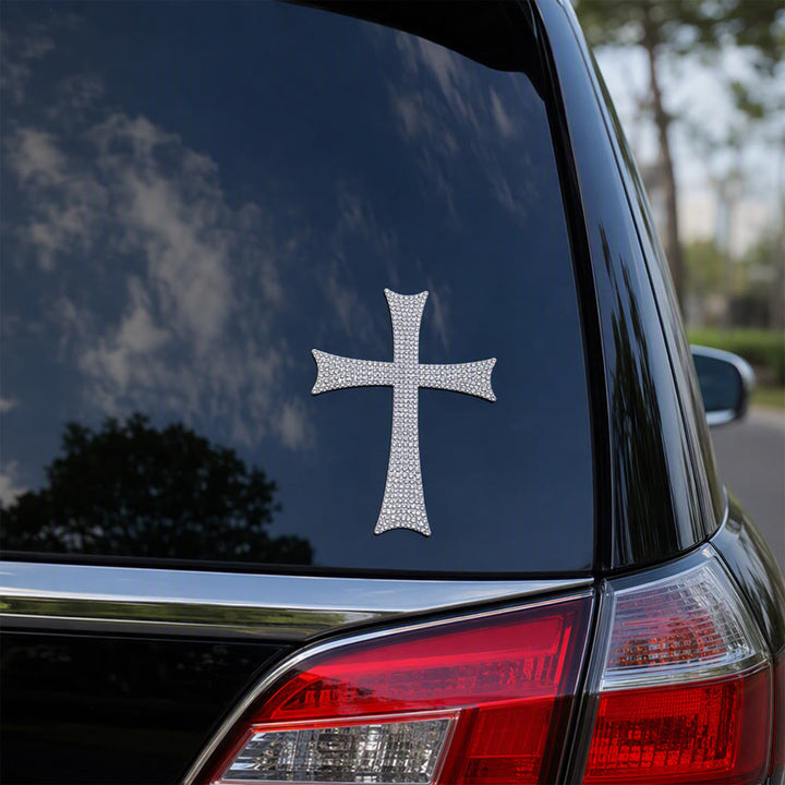 Christianartworkshop Bling Full Rhinestone Cross Car Sticker: Emblem of Steady Heavenly Road Protection - image 3