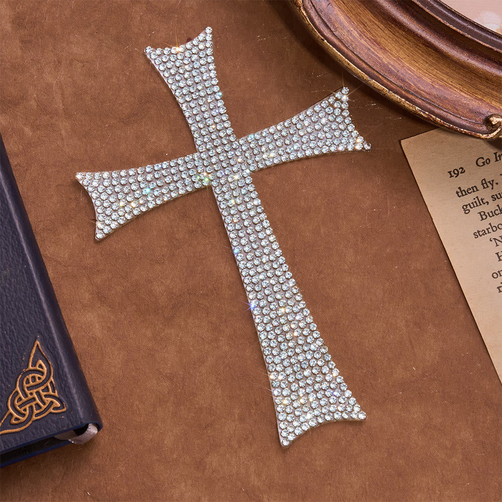 Christianartworkshop Bling Full Rhinestone Cross Car Sticker: Emblem of Steady Heavenly Road Protection - image 4