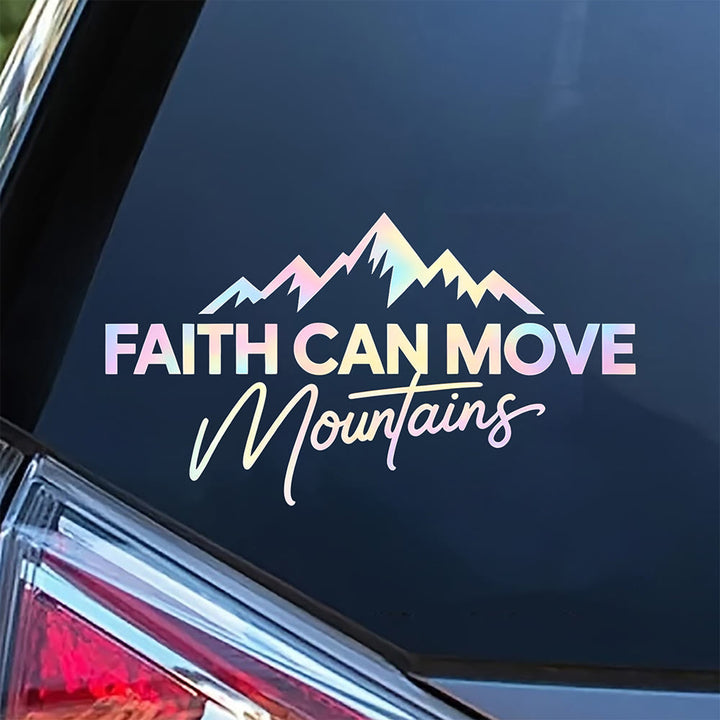 Christianartworkshop Holographic Mountain Faith Quote Car Sticker: Emblem of Unshakable Heavenly Courage - image 2