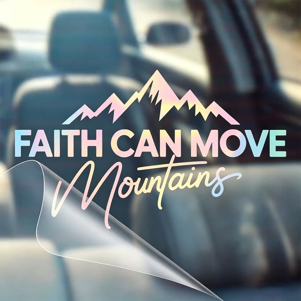 Christianartworkshop Holographic Mountain Faith Quote Car Sticker: Emblem of Unshakable Heavenly Courage - image 4