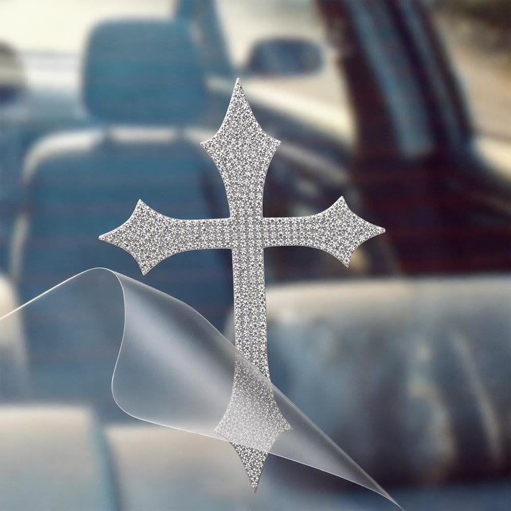 Christianartworkshop Gothic Spike Glitter Cross Car Sticker: Emblem of Firm Heavenly Protection - image 1