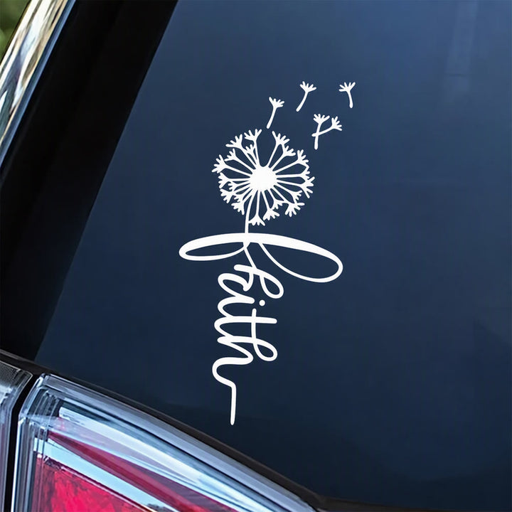 Christianartworkshop Cursive Faith Dandelion Car Sticker: Emblem of Gentle Heavenly Hope - Set of 10 - image 0