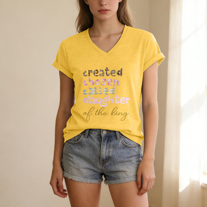 Christianartworkshop Chosen Daughter Graphic Heather Charcoal Women's V Neck Tee - image 21