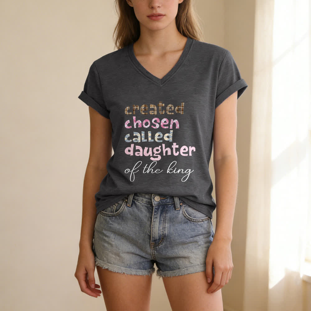 Christianartworkshop Chosen Daughter Graphic Heather Charcoal Women's V Neck Tee - image 1