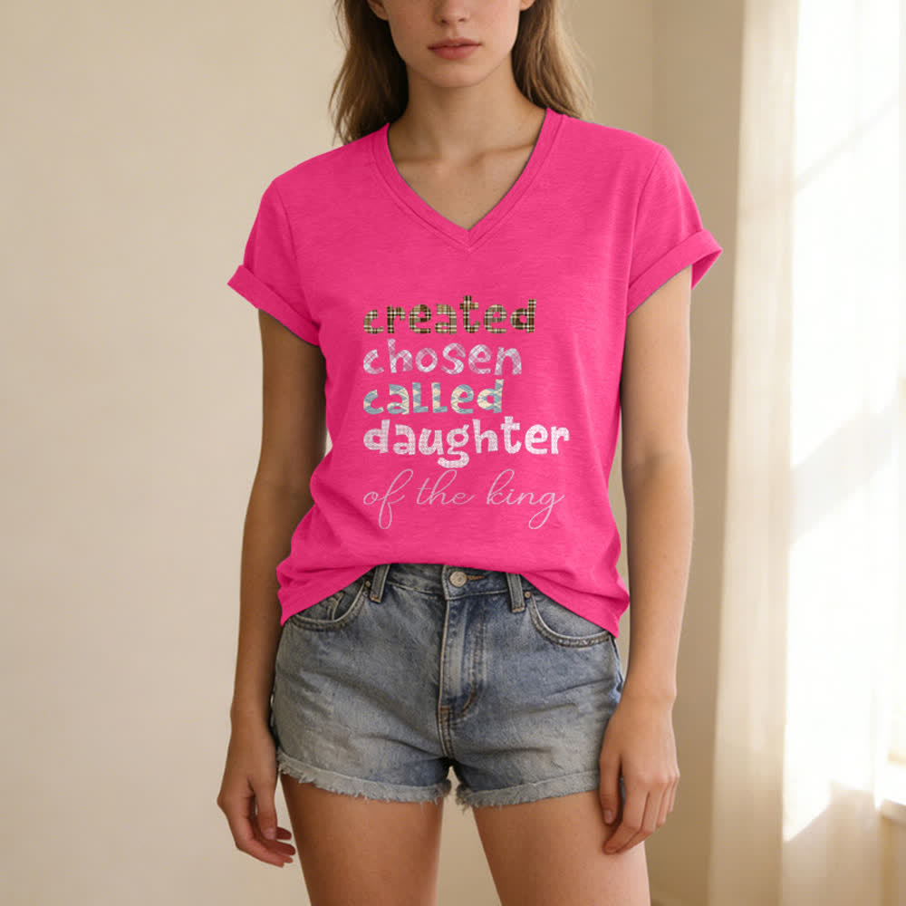 Christianartworkshop Chosen Daughter Graphic Heather Charcoal Women's V Neck Tee - image 17