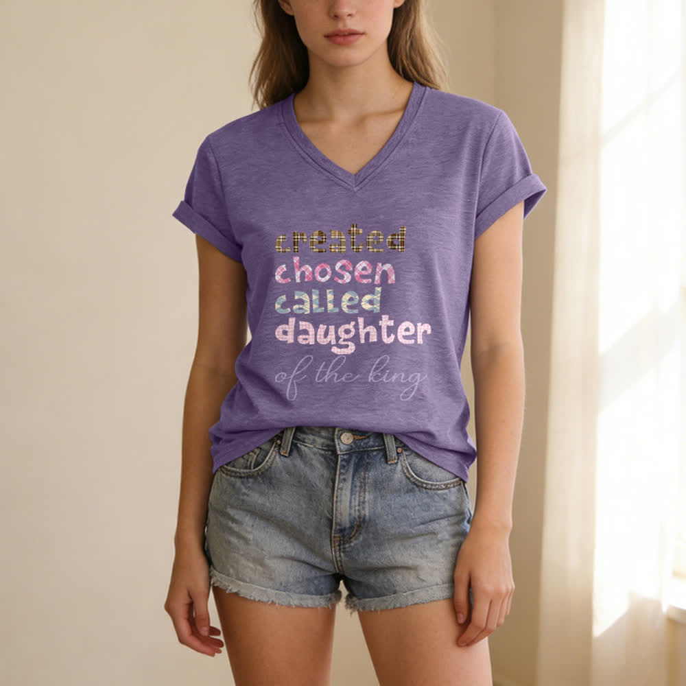 Christianartworkshop Chosen Daughter Graphic Heather Charcoal Women's V Neck Tee - image 5