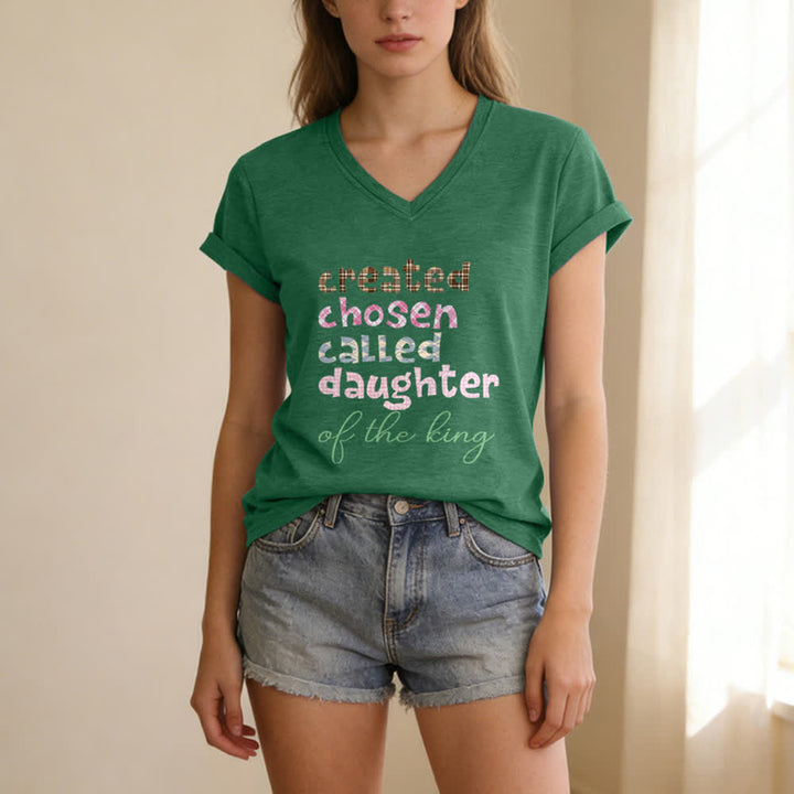 Christianartworkshop Chosen Daughter Graphic Heather Charcoal Women's V Neck Tee - image 9
