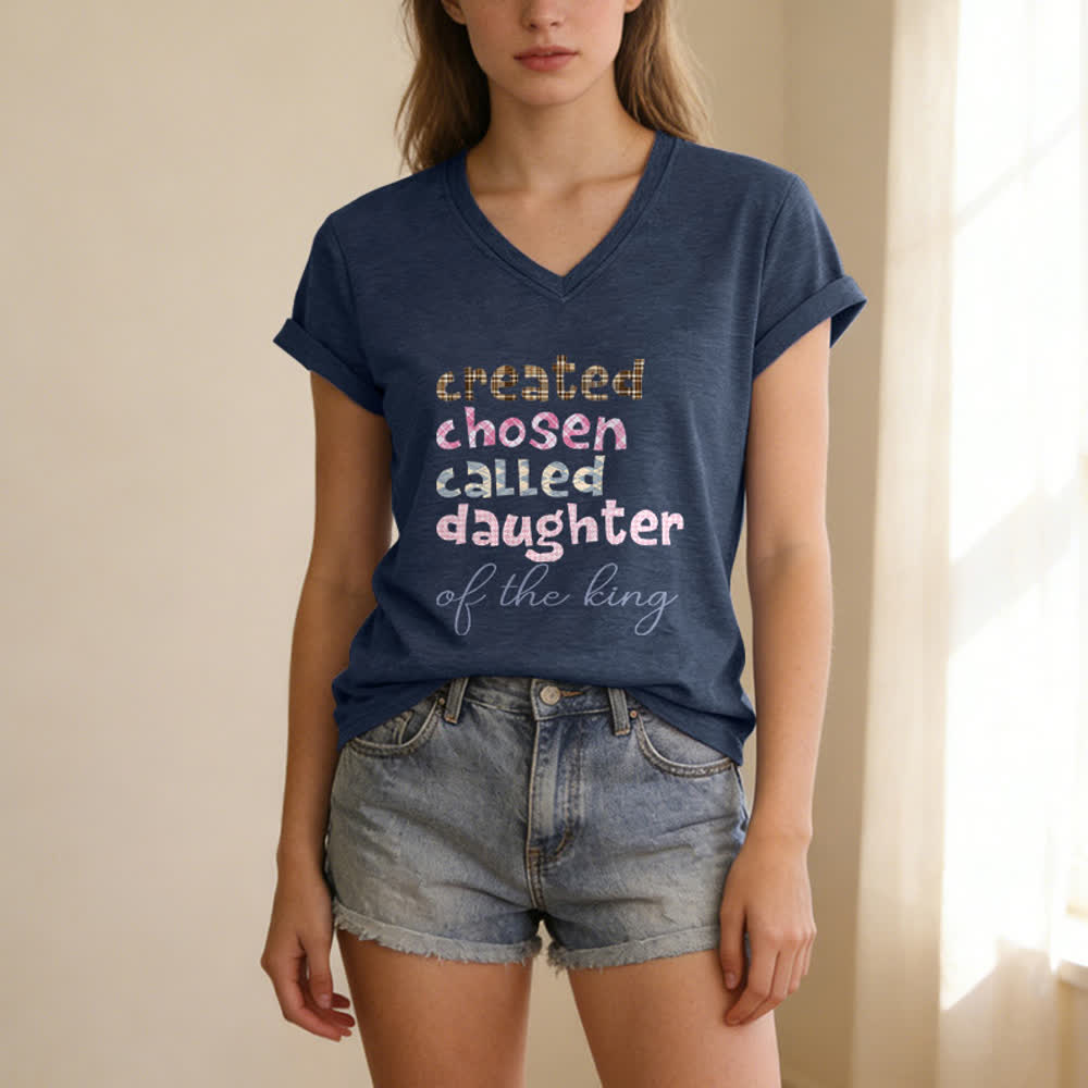 Christianartworkshop Chosen Daughter Graphic Heather Charcoal Women's V Neck Tee - image 7