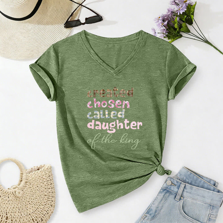 Christianartworkshop Chosen Daughter Graphic Heather Charcoal Women's V Neck Tee - image 10