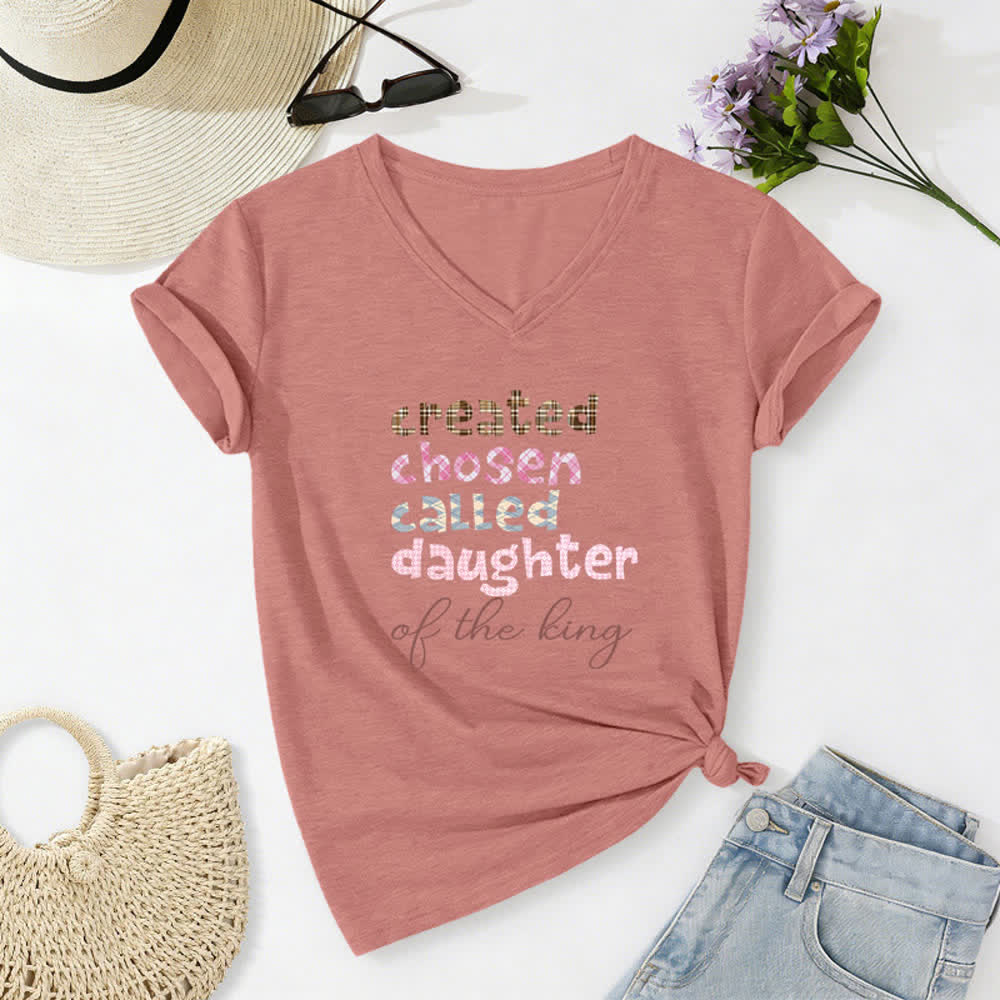 Christianartworkshop Chosen Daughter Graphic Heather Charcoal Women's V Neck Tee - image 24