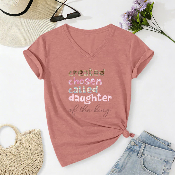 Christianartworkshop Chosen Daughter Graphic Heather Charcoal Women's V Neck Tee - image 24