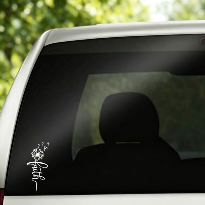 Christianartworkshop Cursive Faith Dandelion Car Sticker: Emblem of Gentle Heavenly Hope - image 2