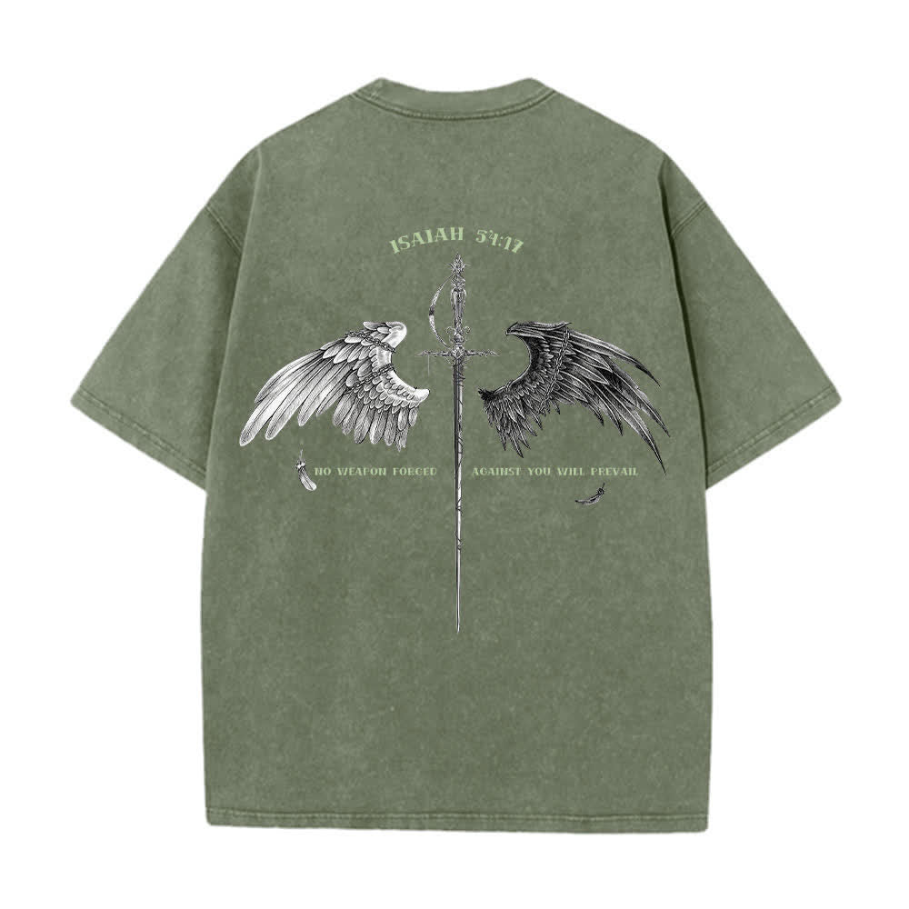 Christianartworkshop Isaiah 54:17 Wings Of Hope Washed T-Shirt - image 4