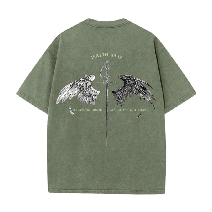 Christianartworkshop Isaiah 54:17 Wings Of Hope Washed T-Shirt - image 4