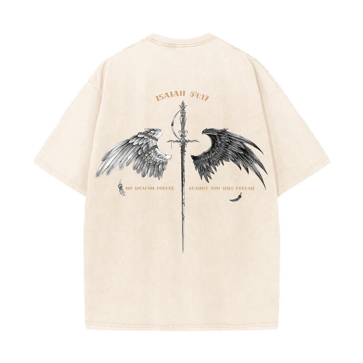 Christianartworkshop Isaiah 54:17 Wings Of Hope Washed T-Shirt - image 7