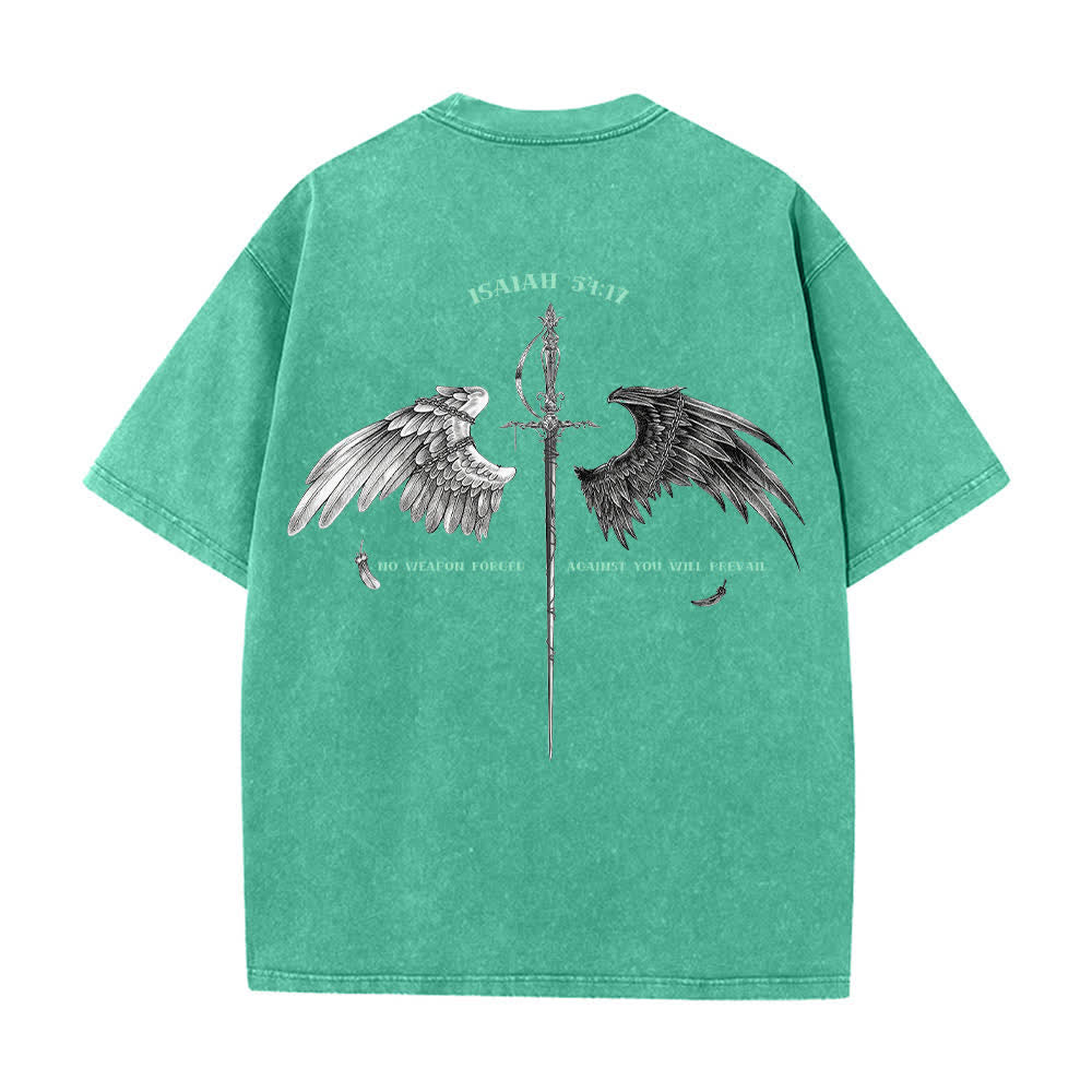 Christianartworkshop Isaiah 54:17 Wings Of Hope Washed T-Shirt - image 10
