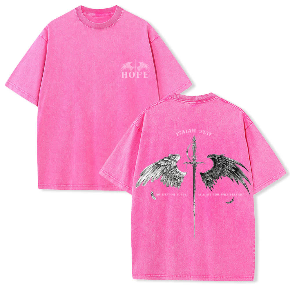 Christianartworkshop Isaiah 54:17 Wings Of Hope Washed T-Shirt - Pink - 4XL - image 21