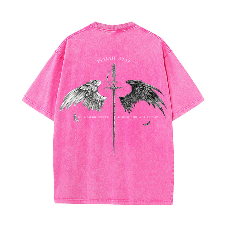 Christianartworkshop Isaiah 54:17 Wings Of Hope Washed T-Shirt - image 22