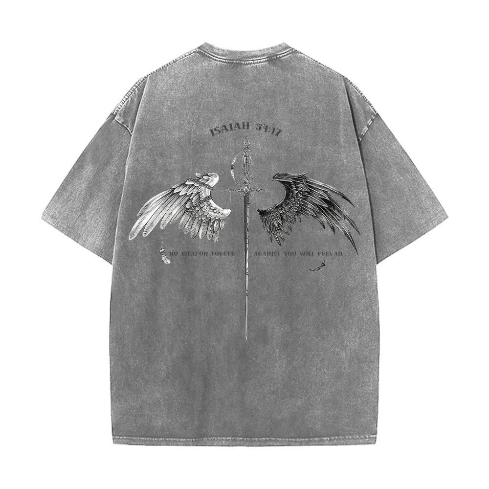 Christianartworkshop Isaiah 54:17 Wings Of Hope Washed T-Shirt - image 16