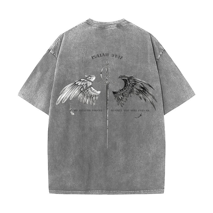 Christianartworkshop Isaiah 54:17 Wings Of Hope Washed T-Shirt - image 16
