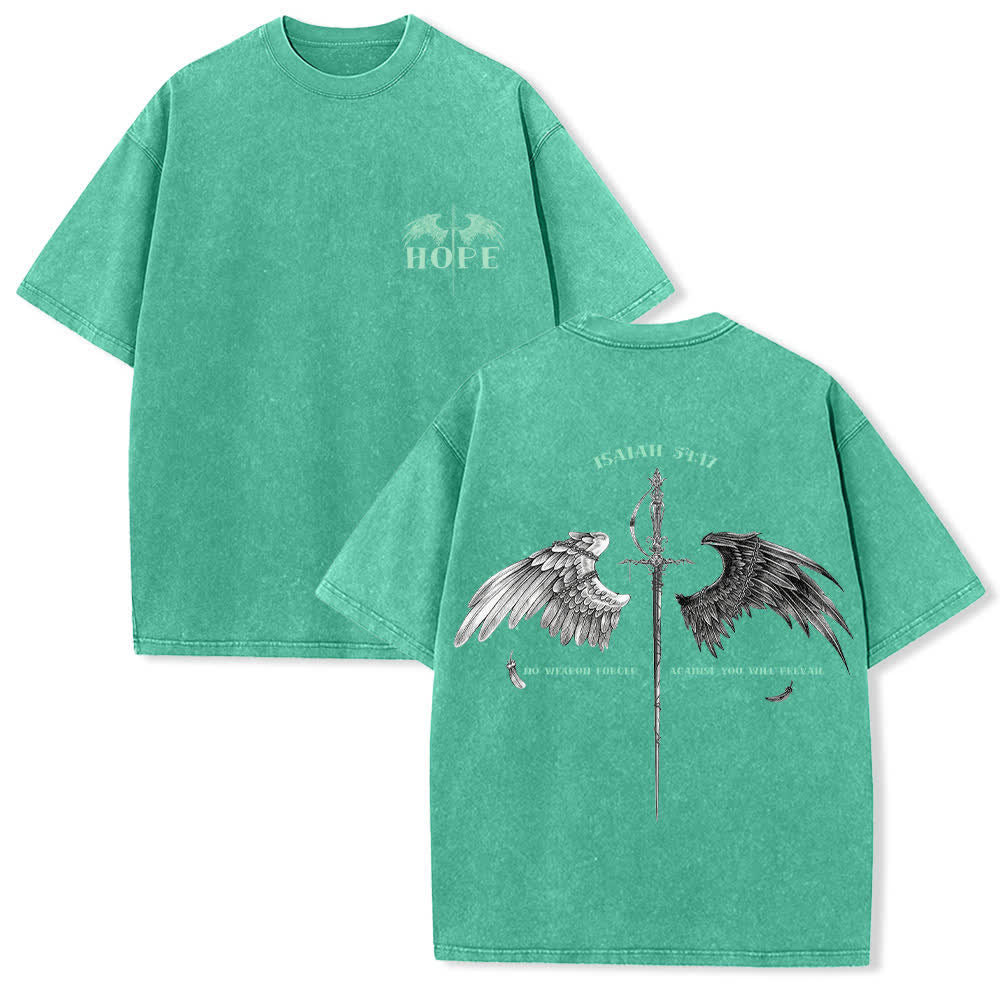 Christianartworkshop Isaiah 54:17 Wings Of Hope Washed T-Shirt - Green - 4XL - image 9