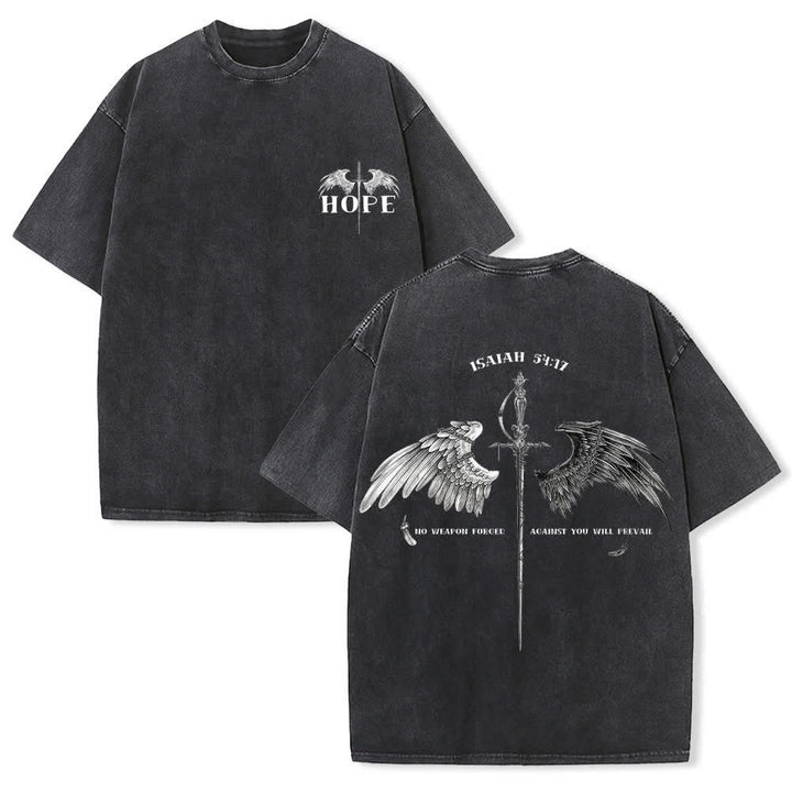 Christianartworkshop Isaiah 54:17 Wings Of Hope Washed T-Shirt - image 0