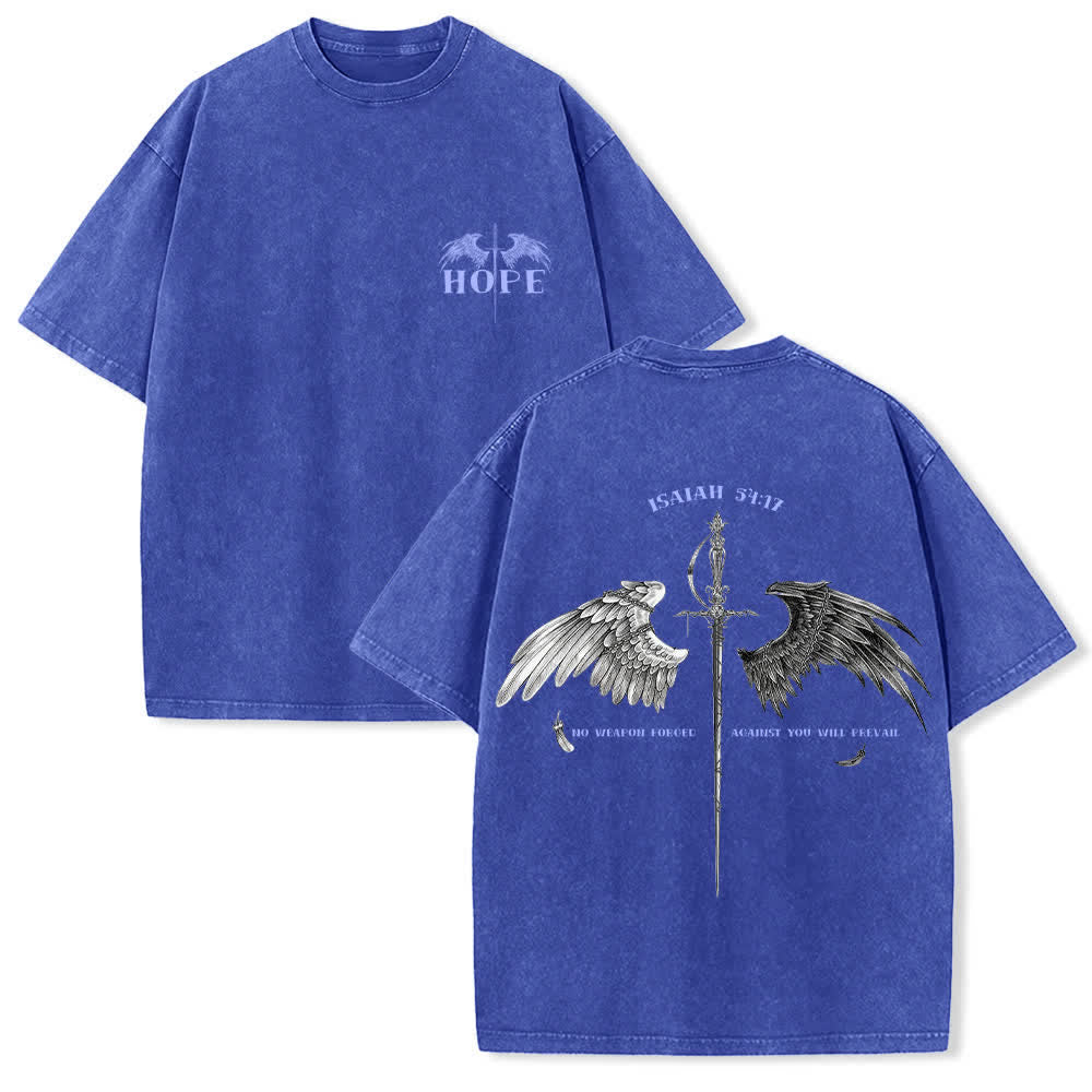 Christianartworkshop Isaiah 54:17 Wings Of Hope Washed T-Shirt - Blue - 4XL - image 12