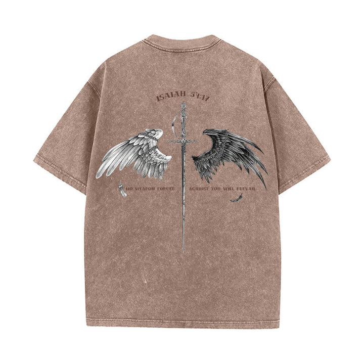 Christianartworkshop Isaiah 54:17 Wings Of Hope Washed T-Shirt - image 19