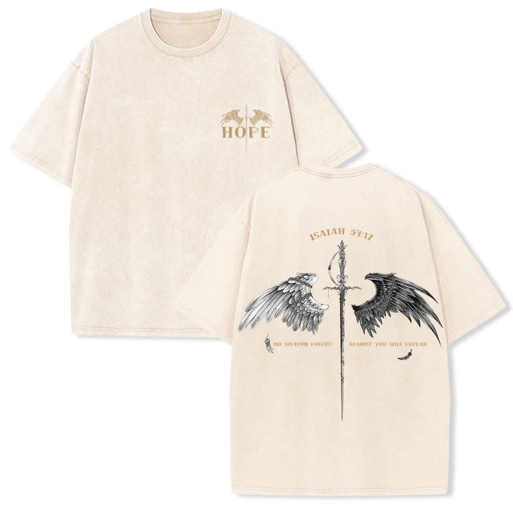 Christianartworkshop Isaiah 54:17 Wings Of Hope Washed T-Shirt - Beige - 4XL - image 6