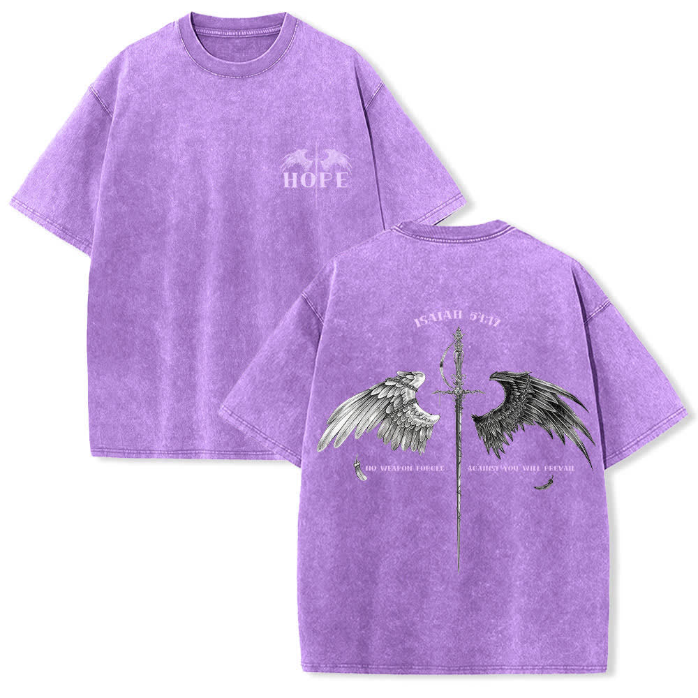 Christianartworkshop Isaiah 54:17 Wings Of Hope Washed T-Shirt - image 24
