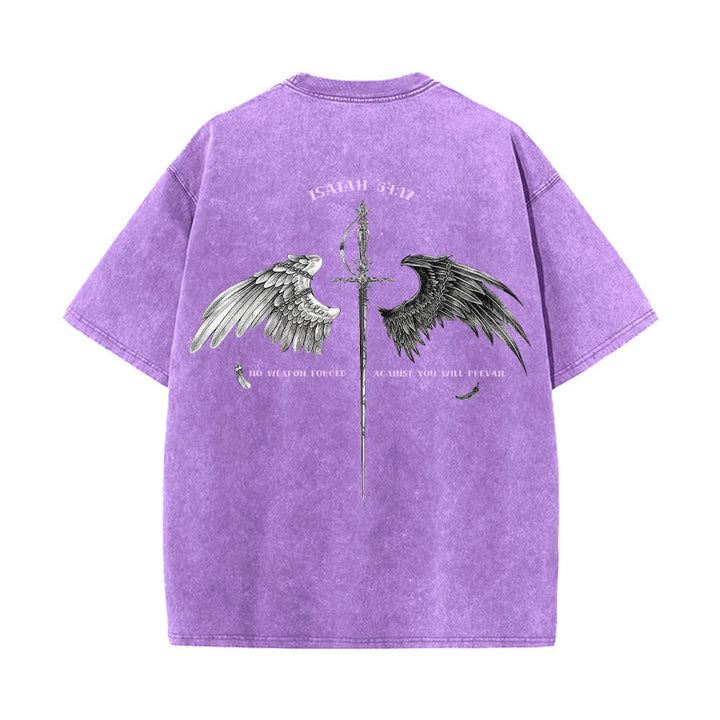 Christianartworkshop Isaiah 54:17 Wings Of Hope Washed T-Shirt - Purple - 4XL - image 25