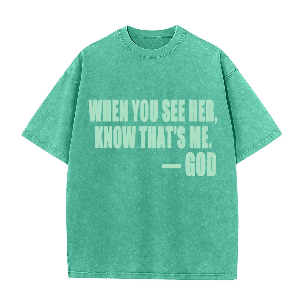Christianartworkshop God Message Vintage Oversized Washed T-Shirt - Green - 4XL - image 1