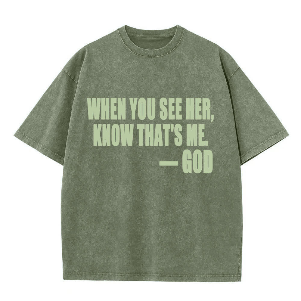 Christianartworkshop God Message Vintage Oversized Washed T-Shirt - Army Green - 4XL - image 0