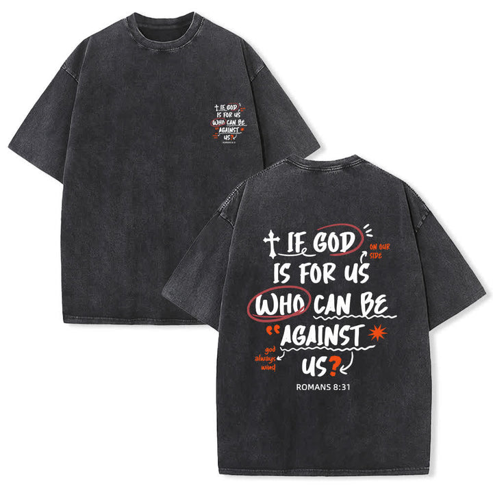 Christianartworkshop If God Is For Us Boxy Washed T Shirt - Black - 4XL - image 9