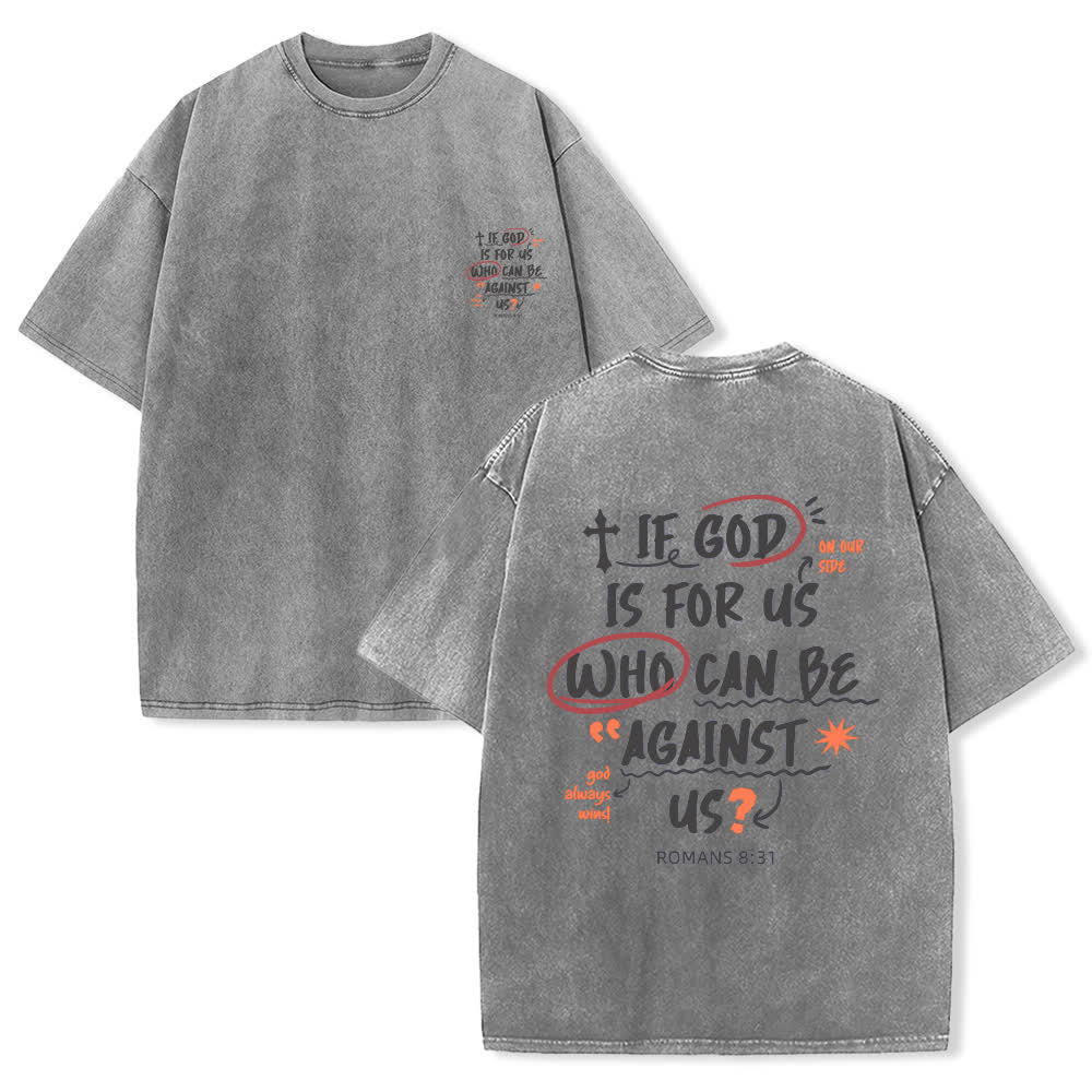 Christianartworkshop If God Is For Us Boxy Washed T Shirt - Grey - 4XL - image 12