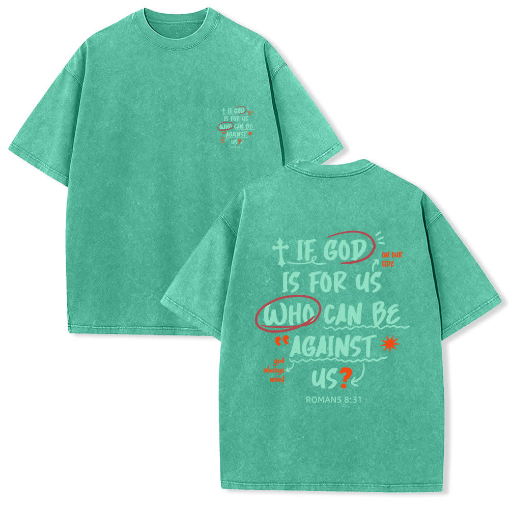 Christianartworkshop If God Is For Us Boxy Washed T Shirt - Green - 4XL - image 6