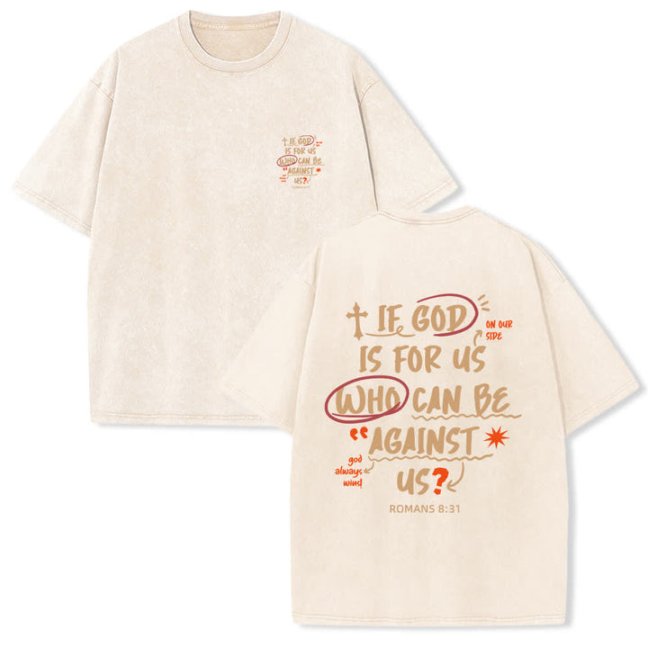 Christianartworkshop If God Is For Us Boxy Washed T Shirt - Beige - 4XL - image 0